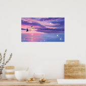 Zee Natuurlijke landschappen in de Sunset Sky Poster (Keuken)