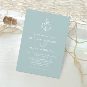 Zee Nautical Monogram Anchor Minimal Weddenschap Kaart