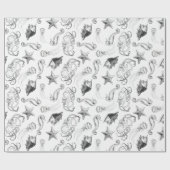 Zee Nautical Ocean Theme Creaters Black en White Cadeaupapier (Vlak)