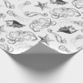 Zee Nautical Ocean Theme Creaters Black en White Cadeaupapier (Hoek)