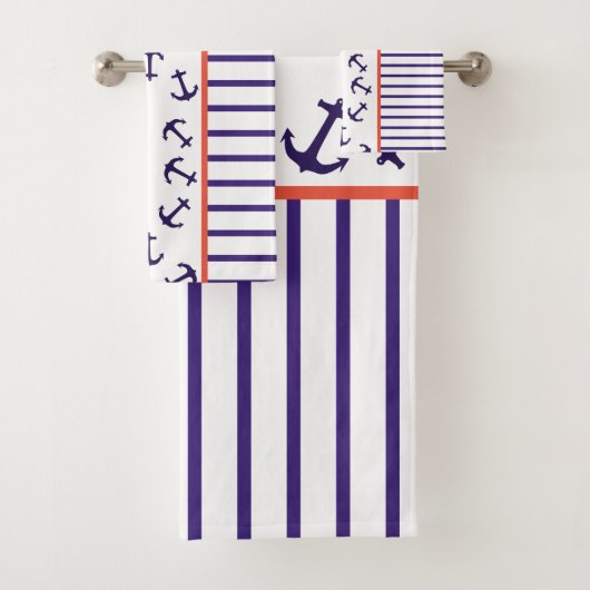 Zee Nautical Theme Anchor Kapitein Bad Handdoek (Insitu)