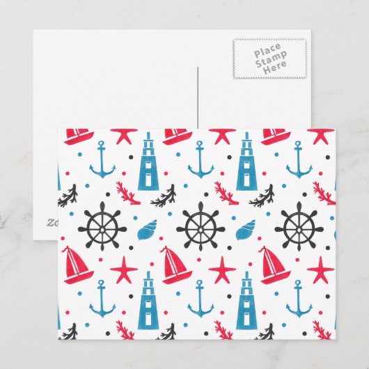 Zee Nautisch patroon Briefkaart (Voorkant / Achterkant)