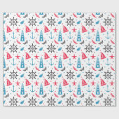 Zee Nautisch patroon Cadeaupapier (Vlak)