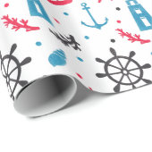 Zee Nautisch patroon Cadeaupapier (Rol Hoek)