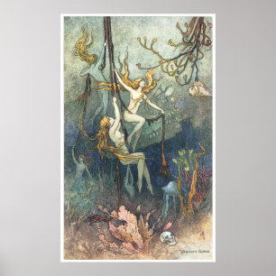 Zee nymphen Afdrukken door Warwick Goble Poster