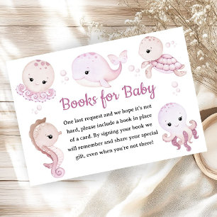 Zee Oceaan Baby Shower Meisje Roze Boeken Voor Bab Informatiekaartje
