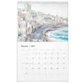 Zee oceaan blauwe waterverf kalender (Feb 2027)