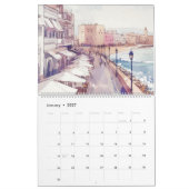 Zee oceaan blauwe waterverf kalender (Jan 2027)