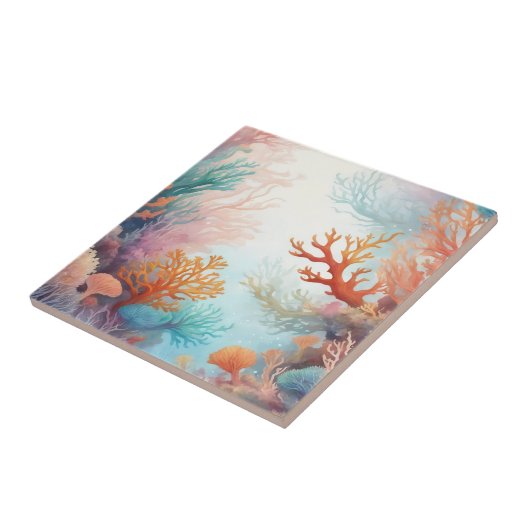 Zee oceaan bodem koralen ontwerp 315 tegeltje (Zijkant)