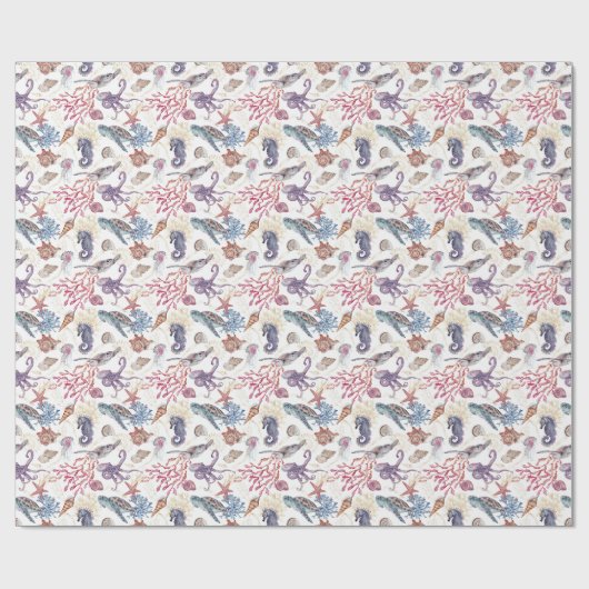 Zee oceaan koraal schepsel onderwater wereld cadeaupapier (Vlak)