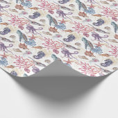 Zee oceaan koraal schepsel onderwater wereld cadeaupapier (Hoek)