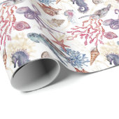 Zee oceaan koraal schepsel onderwater wereld cadeaupapier (Rol Hoek)