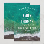 Zee Oceaankust Strand Nautilus Anker Monogram Save The Date (Voorkant / Achterkant)