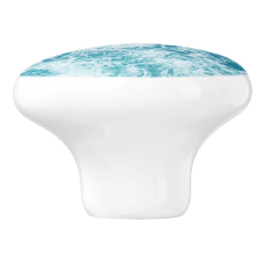 Zee oceaanwater verspreidt landschap groot keramische knop (Zijkant)