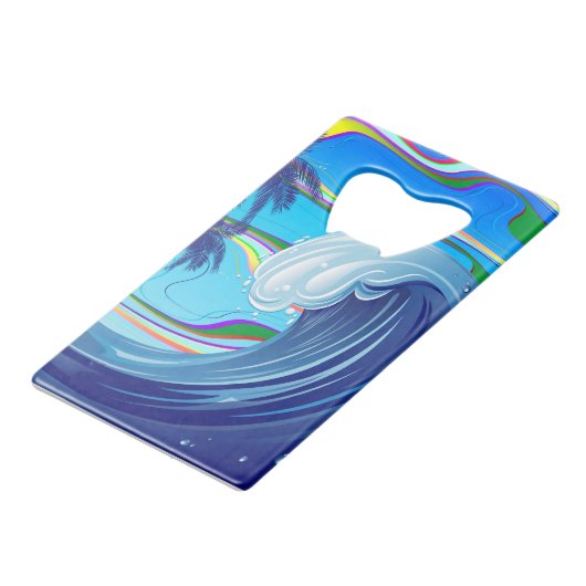 Zee Ocean big Wave Water Creditkaart Flessenopener (Voorkant Gekanteld)