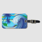 Zee Ocean big Wave Water Double-Sided sleutelhange Bagagelabel (Voorkant (horizontaal))