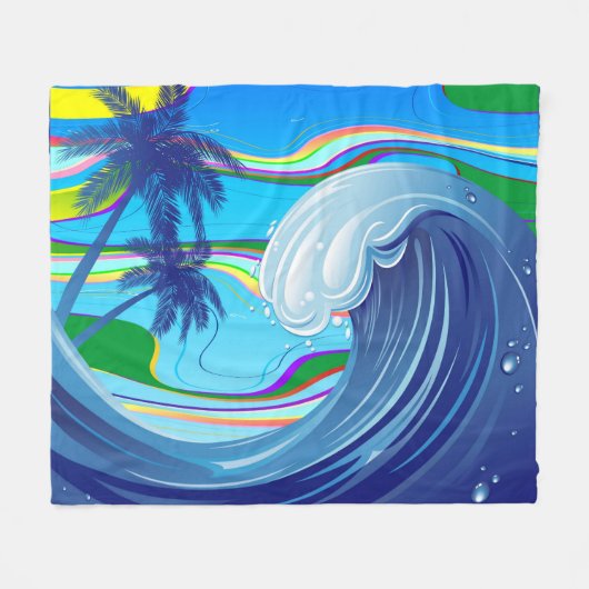 Zee Ocean big Wave Water Double-Sided sleutelhange Fleece Deken (Voorkant (Horizontaal))