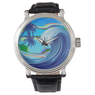Zee Ocean big Wave Water Double-Sided sleutelhange Horloge