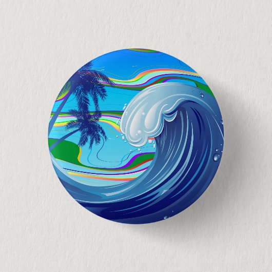 Zee Ocean big Wave Water Double-Sided sleutelhange Ronde Button 3,2 Cm (Voorkant)