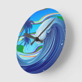 Zee Ocean big Wave Water Double-Sided sleutelhange Ronde Klok (Hoek)