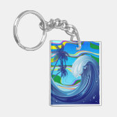 Zee Ocean big Wave Water Double-Sided sleutelhange Sleutelhanger (Voorkant Links)
