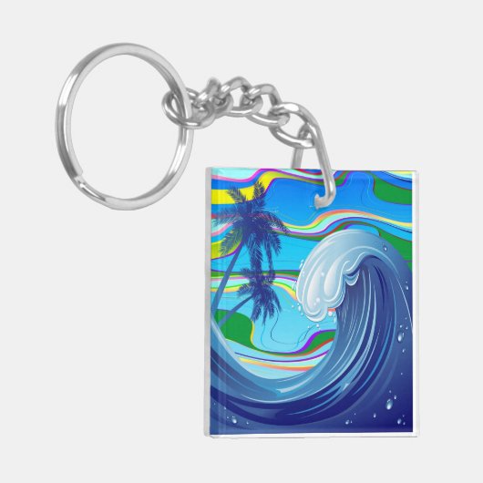 Zee Ocean big Wave Water Double-Sided sleutelhange Sleutelhanger (Voorkant Links)