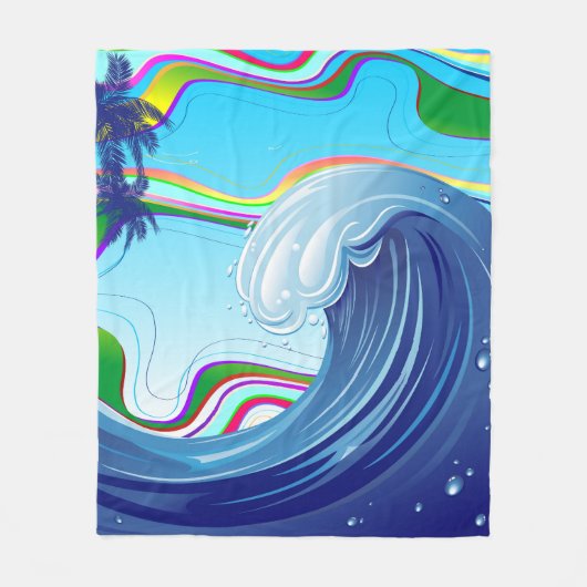 Zee Ocean big Wave Water Fleece Deken (Voorkant)