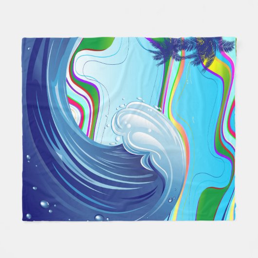 Zee Ocean big Wave Water Fleece Deken (Voorkant (Horizontaal))