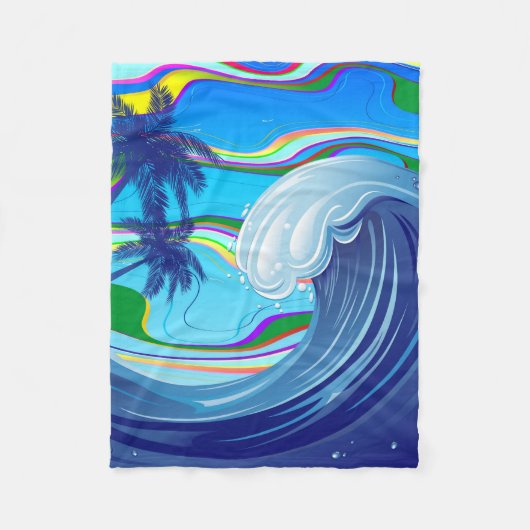 Zee Ocean big Wave Water Fleece Deken (Voorkant)