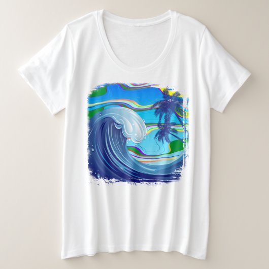 Zee Ocean big Wave Water Grote Maat T-shirt (Design voorkant)