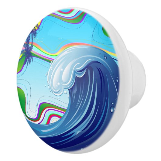 Zee Ocean big Wave Water Keramische Knop (Rechts)