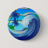 Zee Ocean big Wave Water-knop Ronde Button 5,7 Cm (Voorkant)