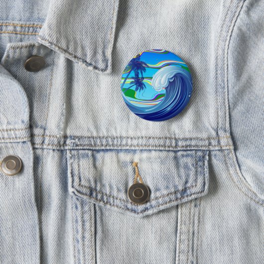 Zee Ocean big Wave Water-knop Ronde Button 5,7 Cm (In situ)