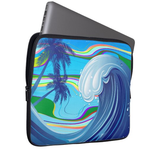 Zee Ocean big Wave Water Laptop Sleeve (Voorkant Rechts)