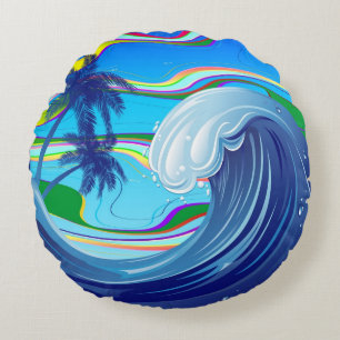 Zee Ocean big Wave Water Round Pillow Rond Kussen