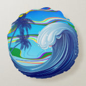 Zee Ocean big Wave Water Round Pillow Rond Kussen (Achterkant)