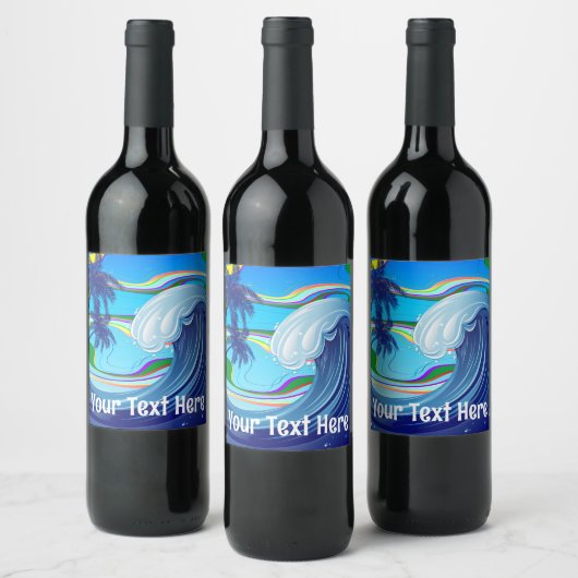 Zee Ocean big Wave Water Wijn Etiket (Flessen)