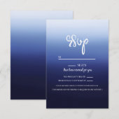 Zee Ocean Blue Modern Minimal Beach Wedding RSVP Kaartje (Voorkant / Achterkant)