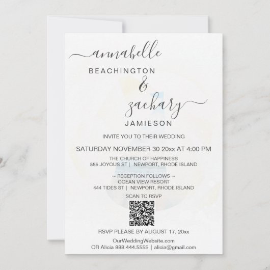 *~* Zee Ocean BOAT RSVP + QR Beach AR7 Huwelijk Kaart (Achterkant)