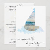 *~* Zee Ocean BOAT RSVP + QR Beach AR7 Huwelijk Kaart (Voorkant / Achterkant)