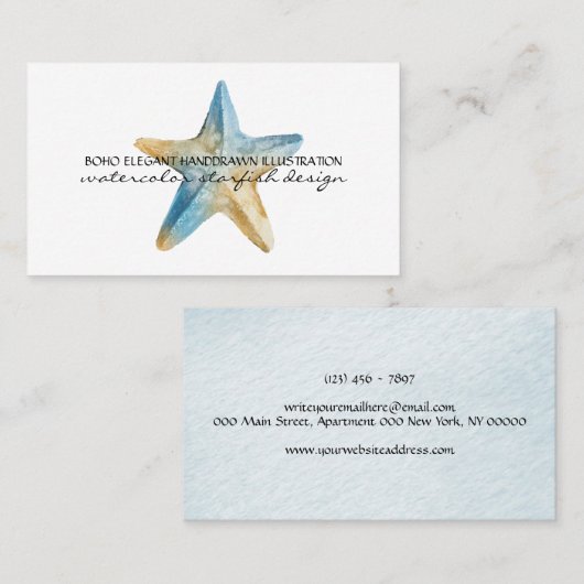 Zee Ocean Boho Starfish Visitekaartje (Voorkant / Achterkant)