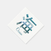 Zee Ocean in Japans Karakter Umi Kanji Servet (Hoek)