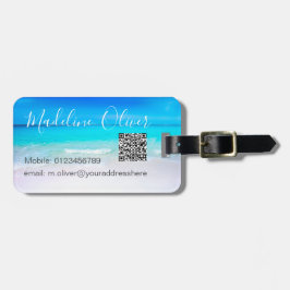 Zee Ocean Scene Blue QR Code Bagagelabel