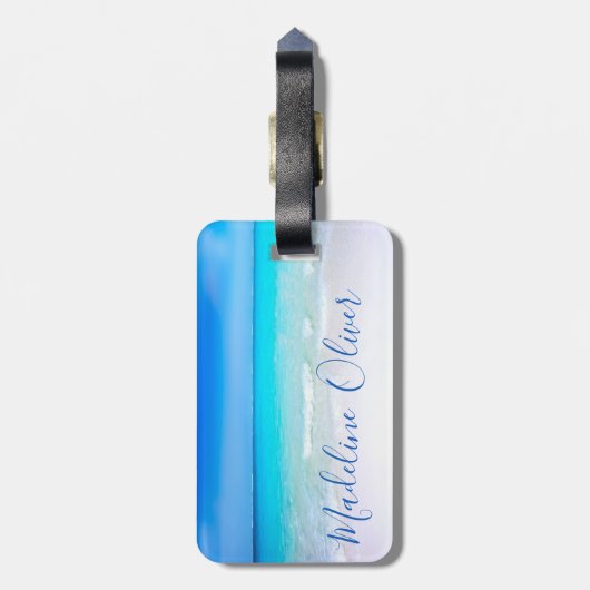 Zee Ocean Scene Blue QR Code Bagagelabel (Achterkant verticaal)