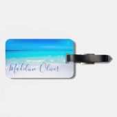 Zee Ocean Scene Blue QR Code Bagagelabel (Achterkant horizontaal)