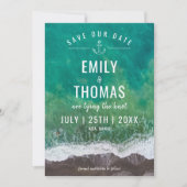 Zee Ocean Shore Beach Nautical Anchor Monogram Save The Date (Voorkant)