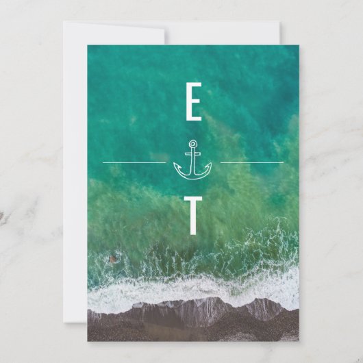 Zee Ocean Shore Beach Nautical Anchor Monogram Save The Date (Achterkant)