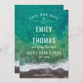 Zee Ocean Shore Beach Nautical Anchor Monogram Save The Date (Voorkant / Achterkant)