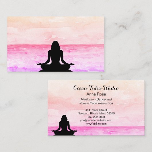 *~* Zee Ocean Sunrise Mindfulness Meditation Yoga Visitekaartje (Voorkant / Achterkant)