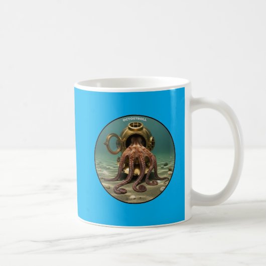 Zee Octopus In Een  Duikhelm URM Koffiemok (Rechts)
